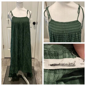 Unsubscribed Gingham pleated Sundress Green 16804